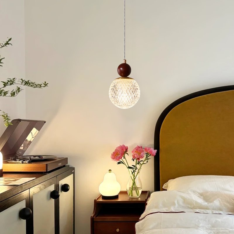 Minimalistische Walnoot Houten Hanglamp – Modern Acryl/IJzer – E26 Fitting