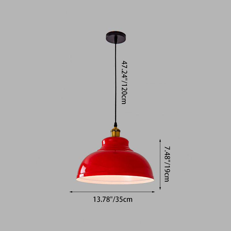 Industriële Rode Hanglamp – IJzeren Design – 1-licht, 3 Maten