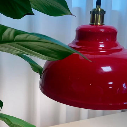 Industriële Rode Hanglamp – IJzeren Design – 1-licht, 3 Maten