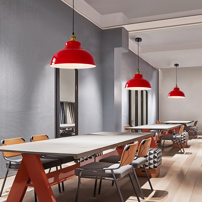 Industriële Rode Hanglamp – IJzeren Design – 1-licht, 3 Maten