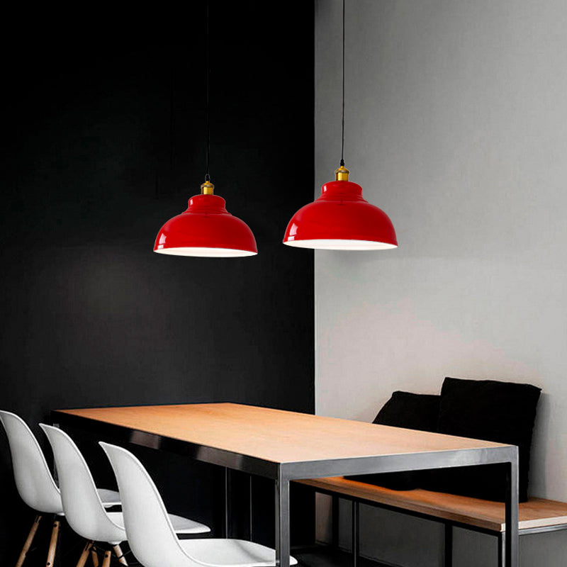 Industriële Rode Hanglamp – IJzeren Design – 1-licht, 3 Maten