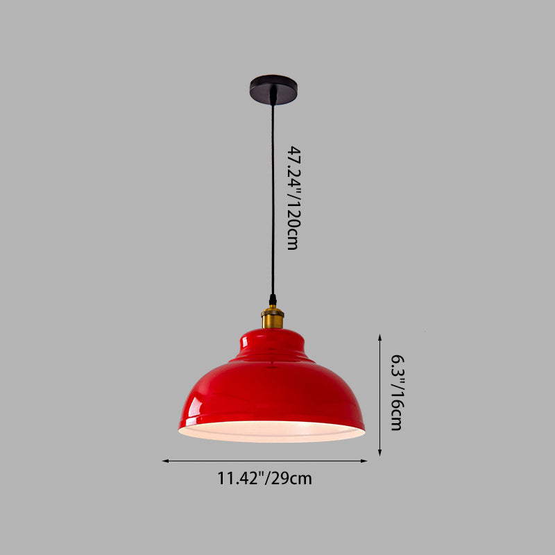 Industriële Rode Hanglamp – IJzeren Design – 1-licht, 3 Maten