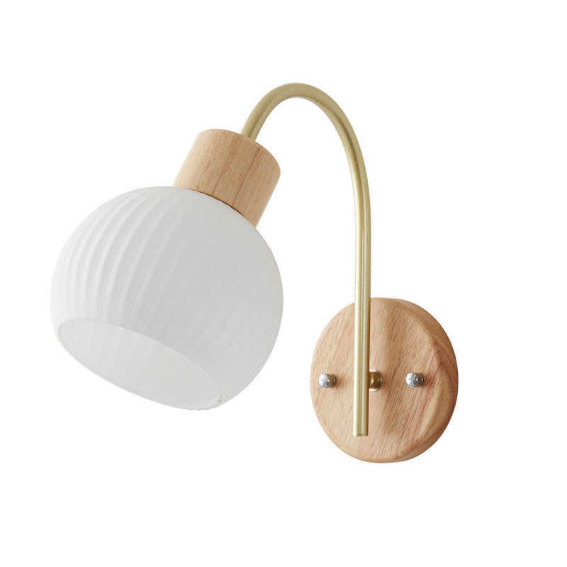 Minimalistische Wandlamp van Rubberwood & Glas – Goud – 3 Designs