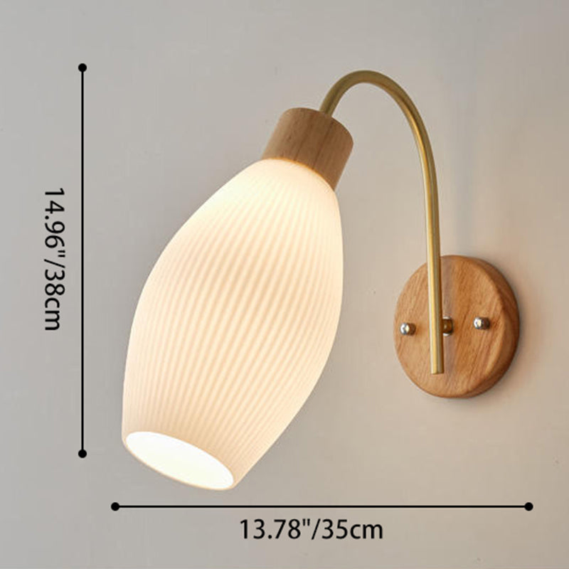 Minimalistische Wandlamp van Rubberwood & Glas – Goud – 3 Designs