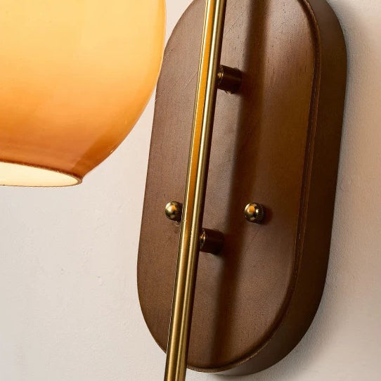 Scandinavische Wandlamp met Glazen Kap – Melkwit/Bruin – (1 Lichtbron)