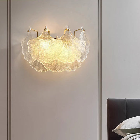 Luxe Wandlamp met Glazen Kap – Transparant/Goud – 220-240V (2 Lichtbronnen)