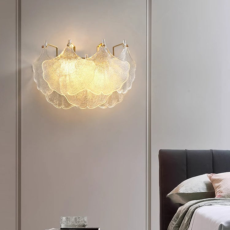 Luxe Wandlamp met Glazen Kap – Transparant/Goud – (2 Lichtbronnen)