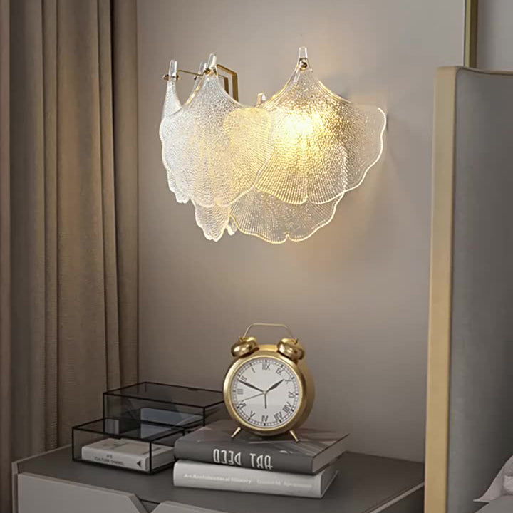 Luxe Wandlamp met Glazen Kap – Transparant/Goud – (2 Lichtbronnen)