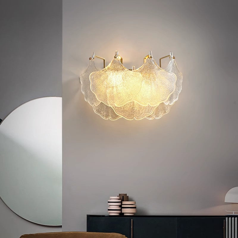 Luxe Wandlamp met Glazen Kap – Transparant/Goud – (2 Lichtbronnen)