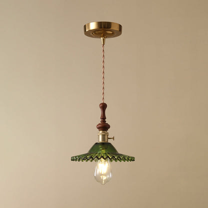 Franse Hanglamp met Houten Detail – Glas & Metaal – 1-licht, 4 Stijlen