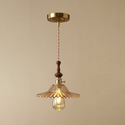 Franse Hanglamp met Houten Detail – Glas & Metaal – 1-licht, 4 Stijlen