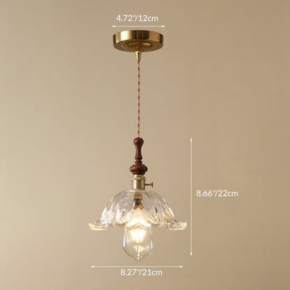 Franse Hanglamp met Houten Detail – Glas & Metaal – 1-licht, 4 Stijlen