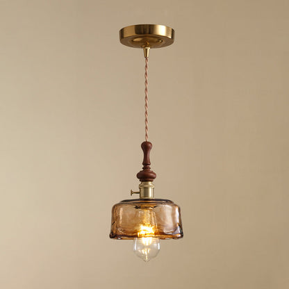 Franse Hanglamp met Houten Detail – Glas & Metaal – 1-licht, 4 Stijlen