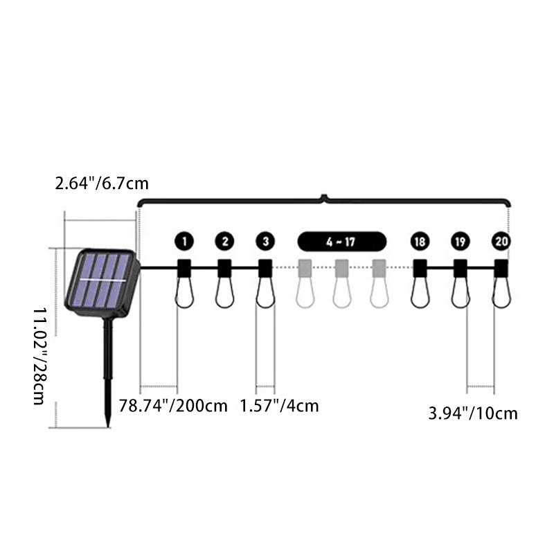 Zwarte Solar LED Lichtslinger – Minimalistisch – (10/20/30 LED’s)