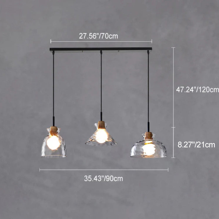 Moderne Glazen Hanglamp met Houten Accenten – Diverse Designs