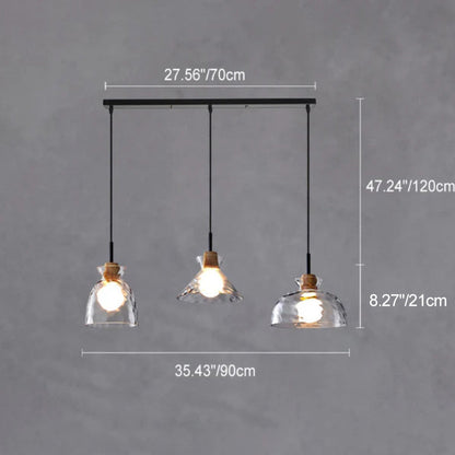 Moderne Glazen Hanglamp met Houten Accenten – Diverse Designs