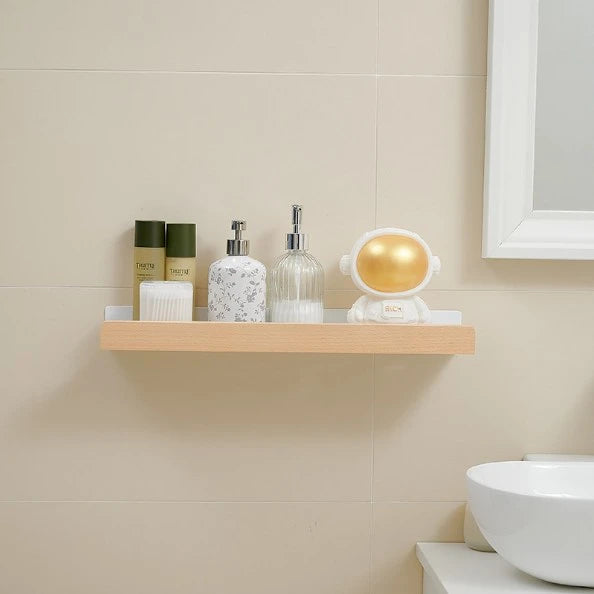 Étagère de douche en bois sans perçage – Élégante et pratique