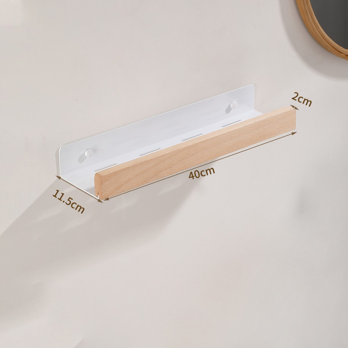 Étagère de douche en bois sans perçage – Élégante et pratique