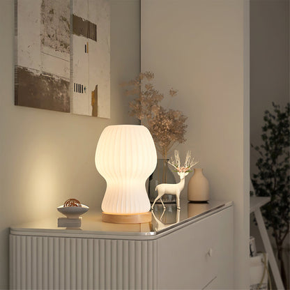 Luso – Japandi Glazen Tafellamp met Zachte Sfeerverlichting