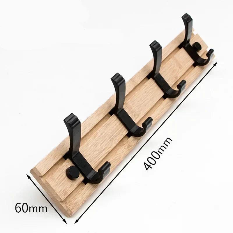 Wandgemonteerde Bamboe Kapstok | Moderne Houten Kapstok Met Aluminium Haken
