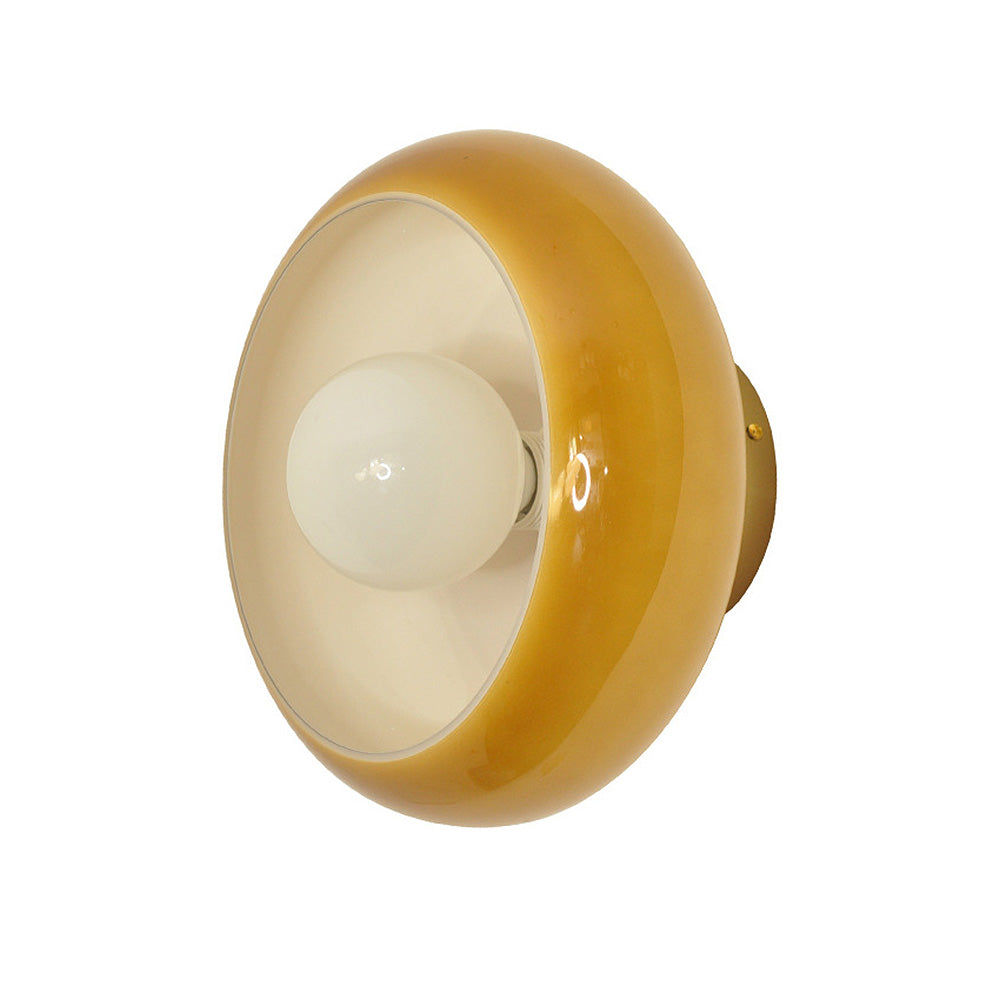 Elegante Mid-Century Glazen Semi-Flush Plafondlamp