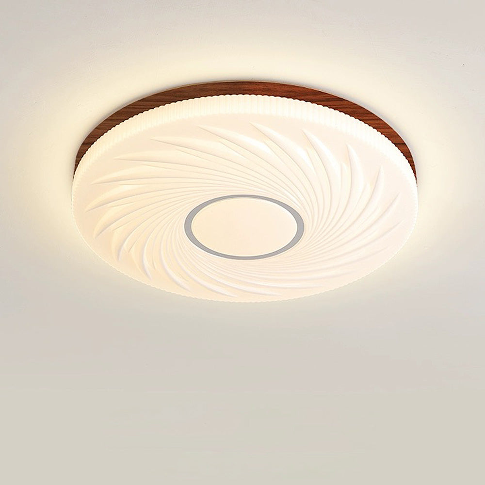 Franse Beige en Witte LED Plafondlamp – Hout en Acryl met 3-Kleur Licht