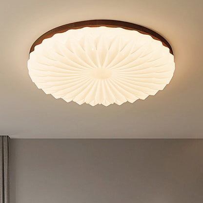 Franse Beige en Witte LED Plafondlamp – Hout en Acryl met 3-Kleur Licht