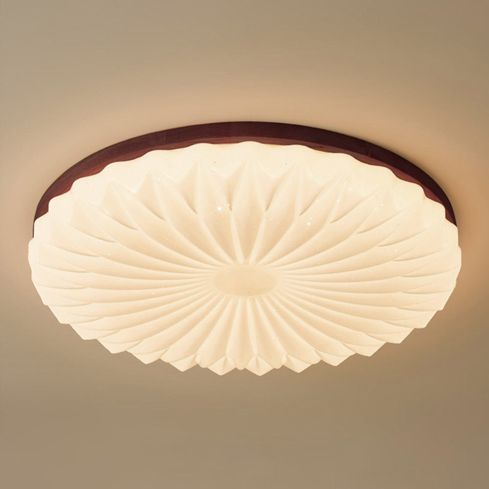 Franse Beige en Witte LED Plafondlamp – Hout en Acryl met 3-Kleur Licht