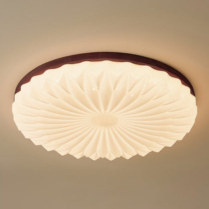 Franse Beige en Witte LED Plafondlamp – Hout en Acryl met 3-Kleur Licht