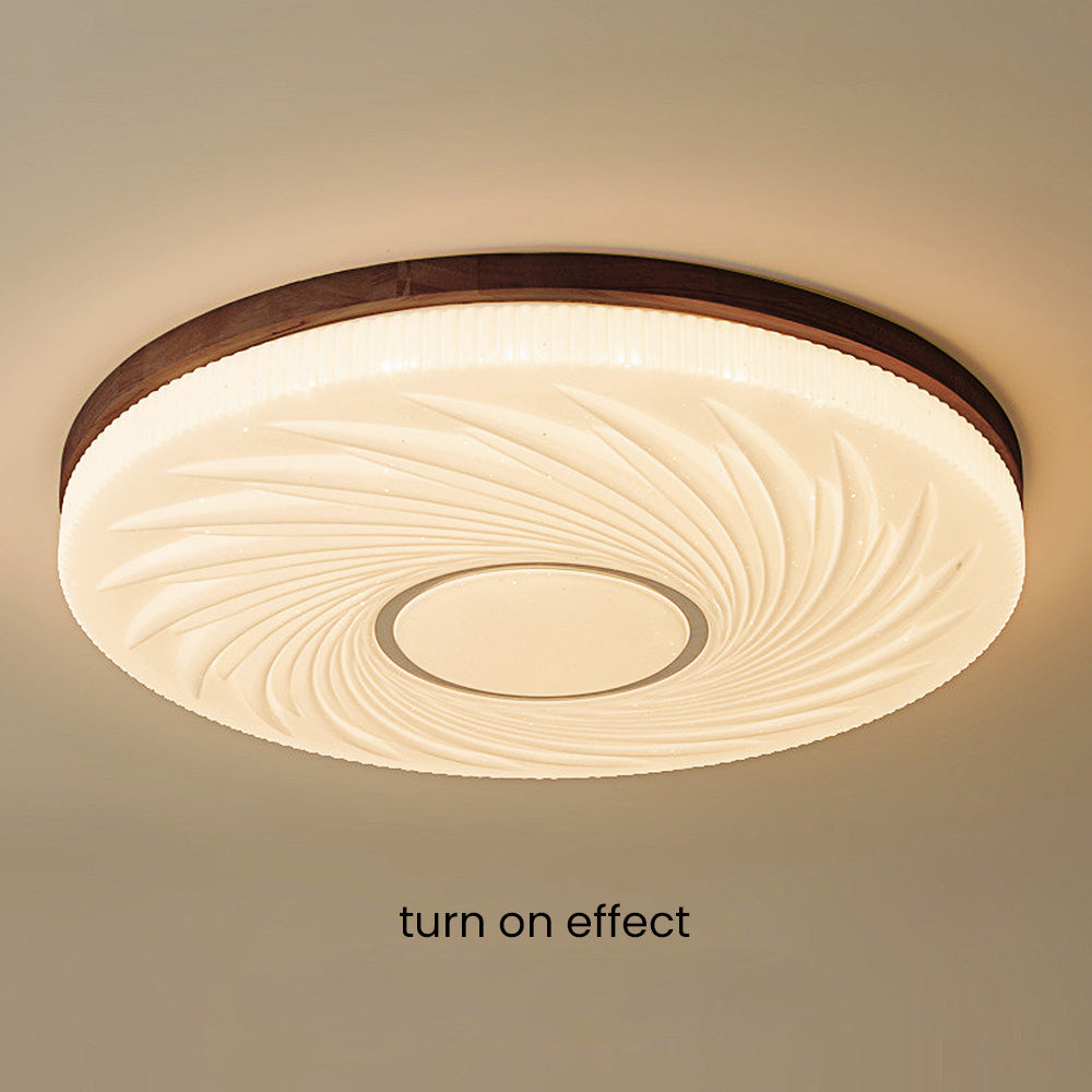 Franse Beige en Witte LED Plafondlamp – Hout en Acryl met 3-Kleur Licht