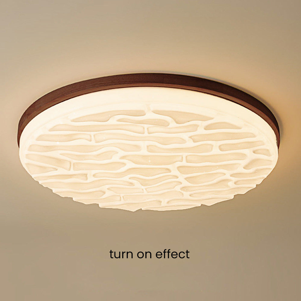 Franse Beige en Witte LED Plafondlamp – Hout en Acryl met 3-Kleur Licht