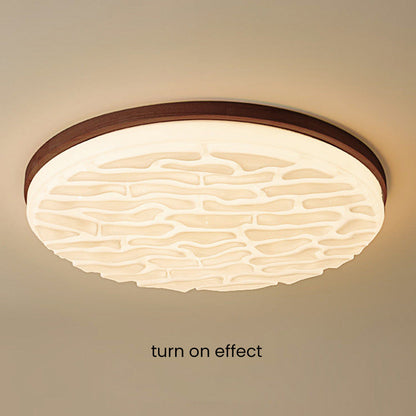 Franse Beige en Witte LED Plafondlamp – Hout en Acryl met 3-Kleur Licht