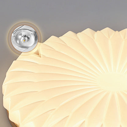 Franse Beige en Witte LED Plafondlamp – Hout en Acryl met 3-Kleur Licht