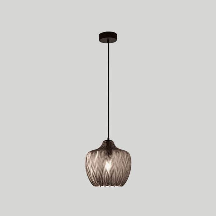 Moderne Glazen Hanglamp – Smoke Gray of Cognac, Verstelbare Hoogte