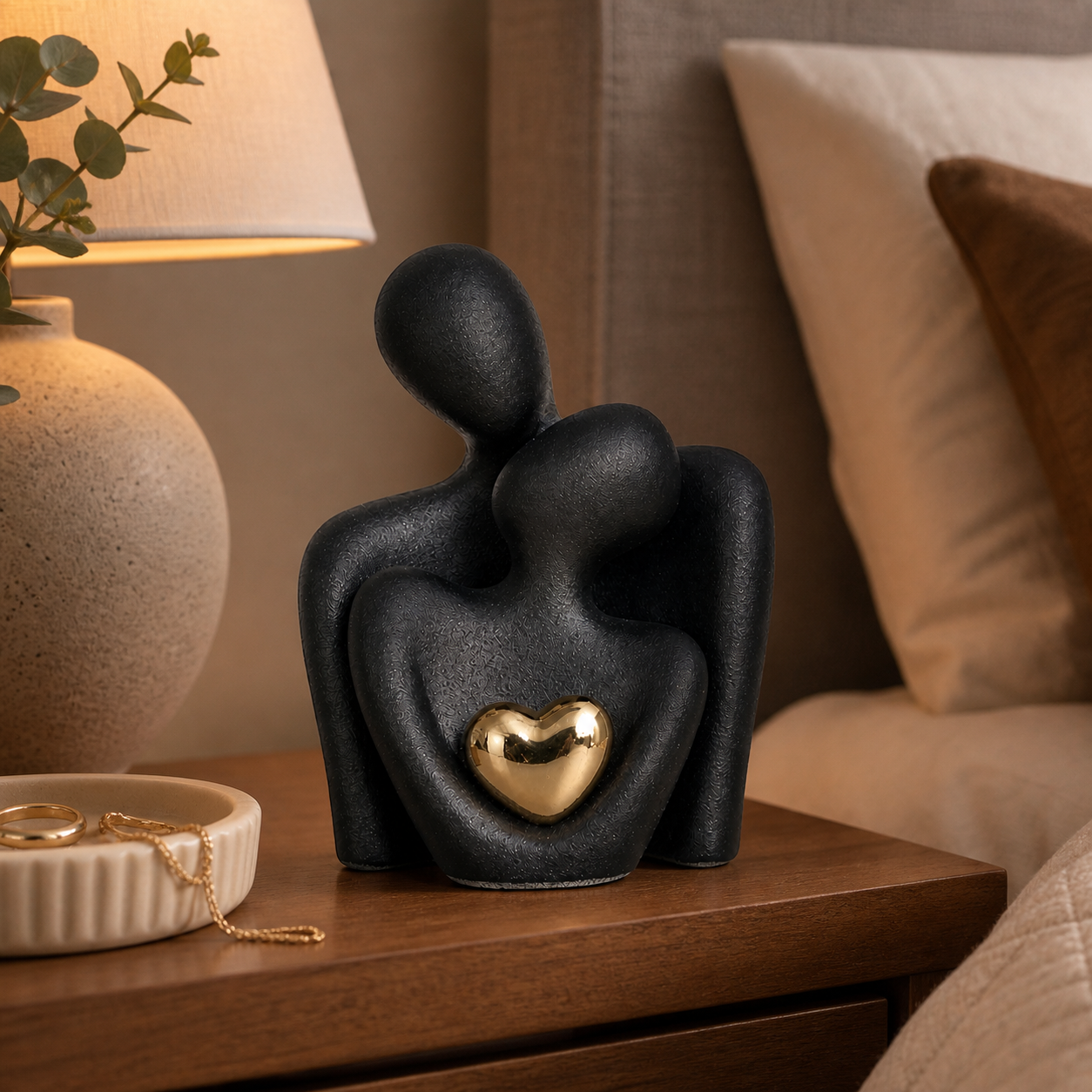 MonoHeart Sculptuur – Modern Minimalistisch Paarbeeldje Van Keramiek