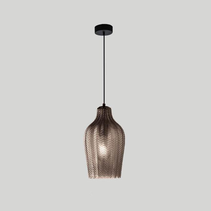Moderne Glazen Hanglamp – Smoke Gray of Cognac, Verstelbare Hoogte
