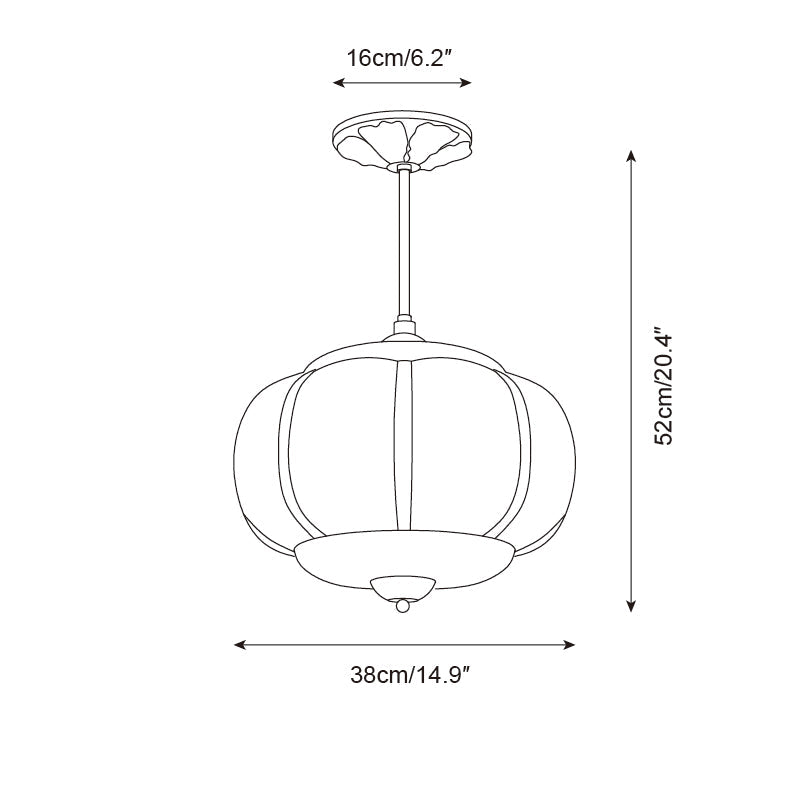 Vintage Glazen Plafondlamp met Pompoenvormige Kap
