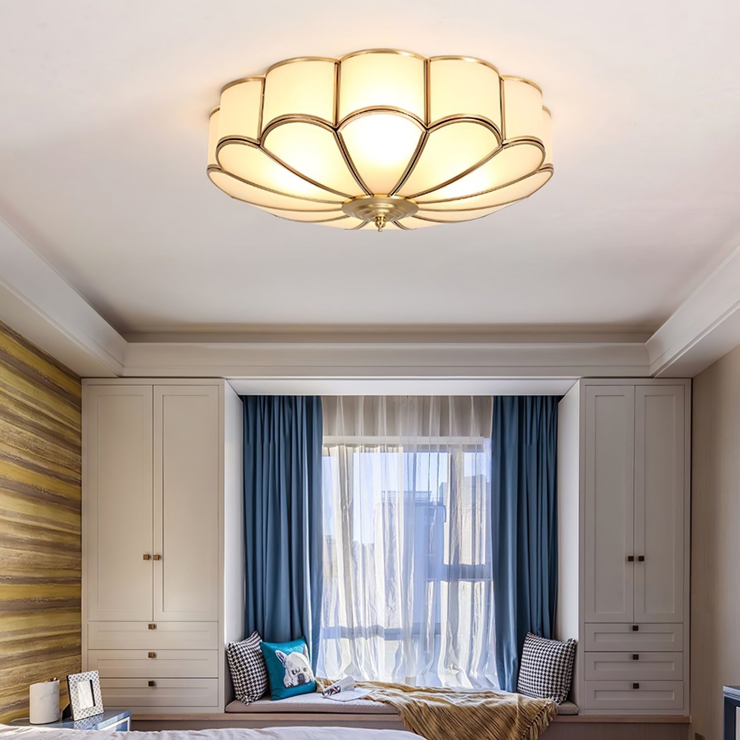 Koperen Plafondlamp van Messing & Glas