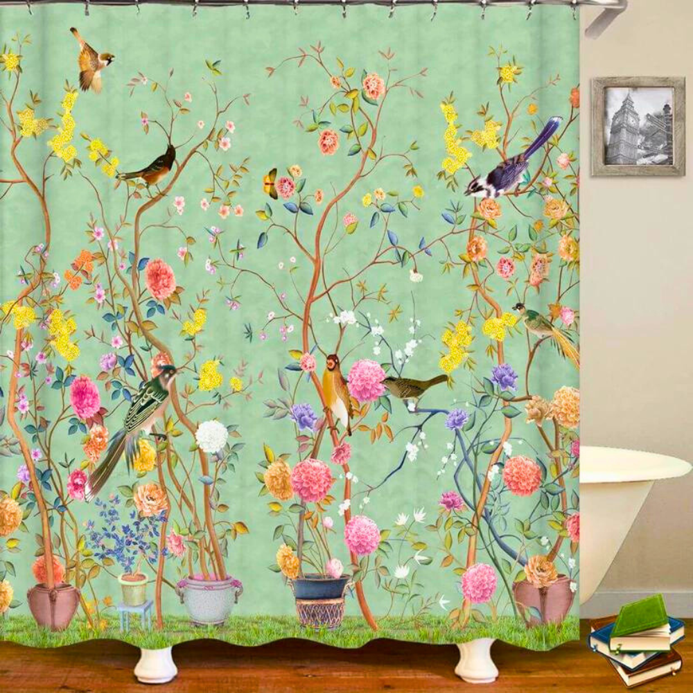 Waterdicht Douchegordijn Met Vintage Bloemenprint | Polyester Badkamergordijn