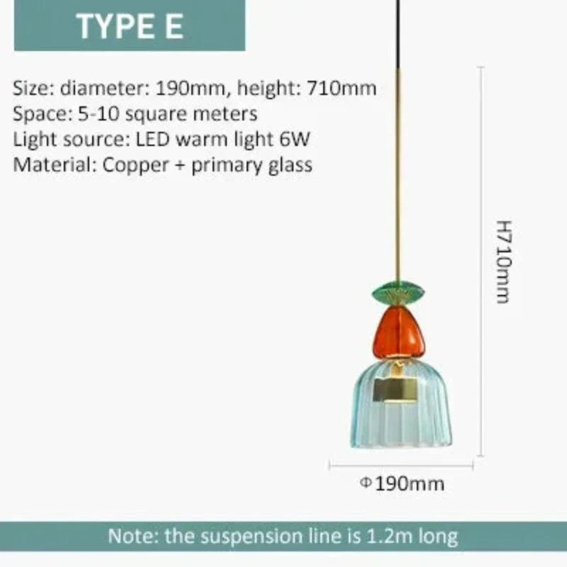 Macaron Glazen Hanglamp – Kleurrijk & Modern – Speels Design