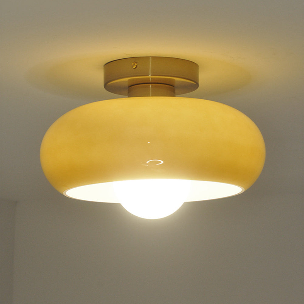 Elegante Mid-Century Glazen Semi-Flush Plafondlamp