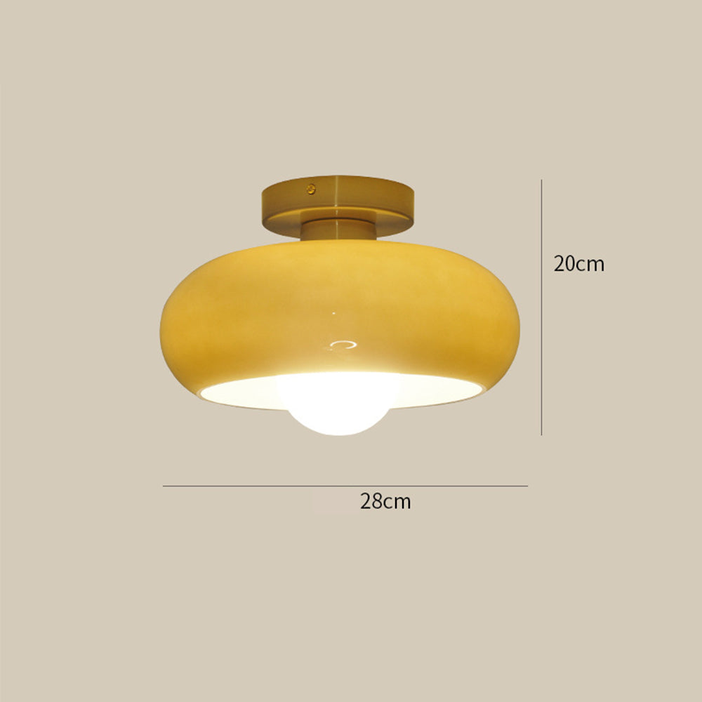 Elegante Mid-Century Glazen Semi-Flush Plafondlamp