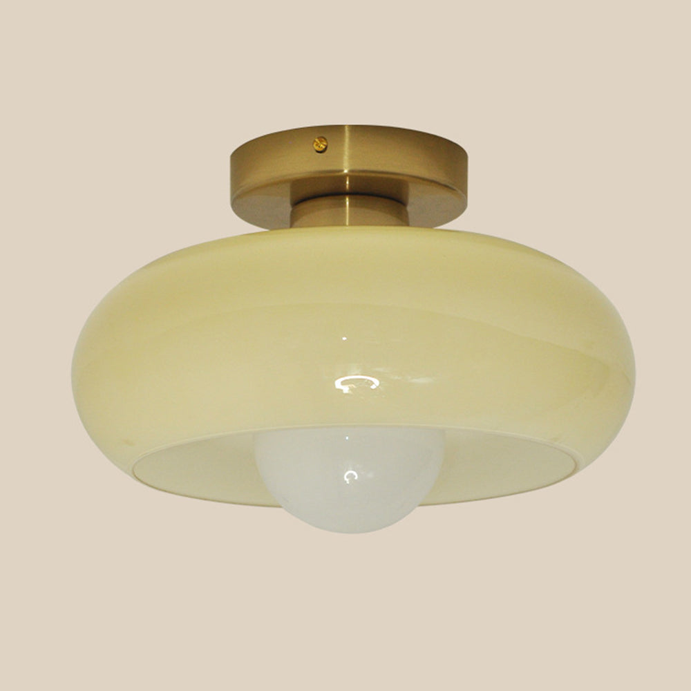 Elegante Mid-Century Glazen Semi-Flush Plafondlamp