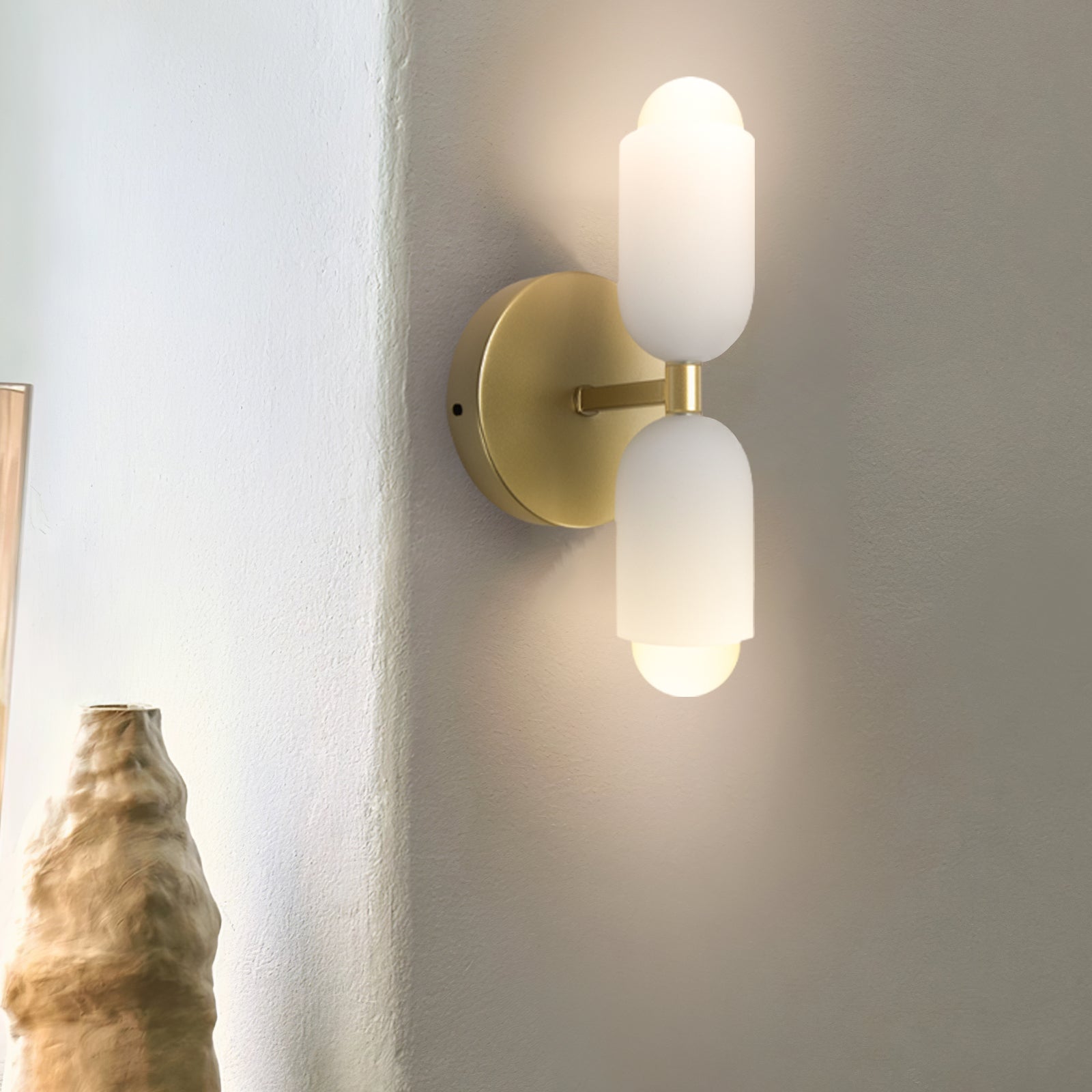 Döle - Moderne Wandlamp met Dubbele Glazen Kappen (E14, Indoor)