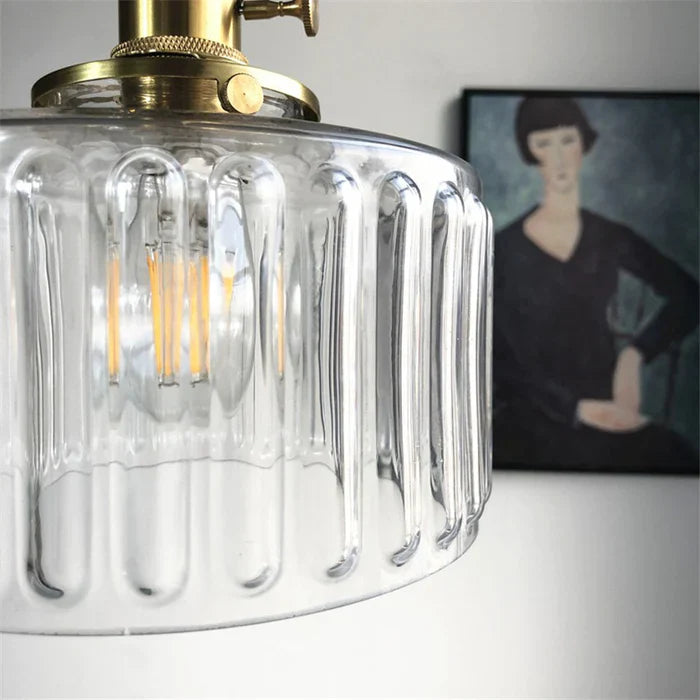 Vintage Cilindervormige Glazen Hanglamp met Traditioneel Design