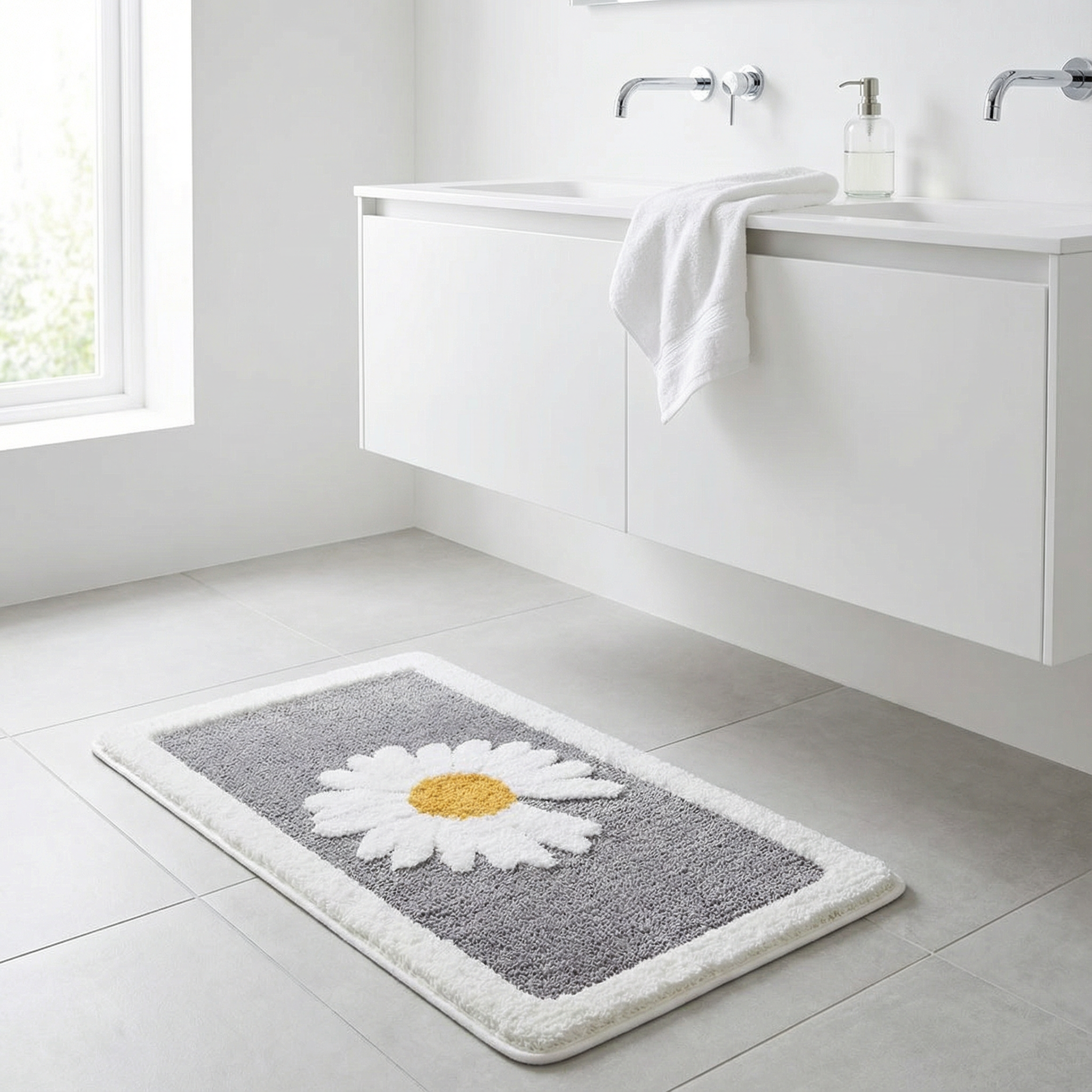 Zachte Bloemen Badmat | Antislip Microvezel Badkamermat
