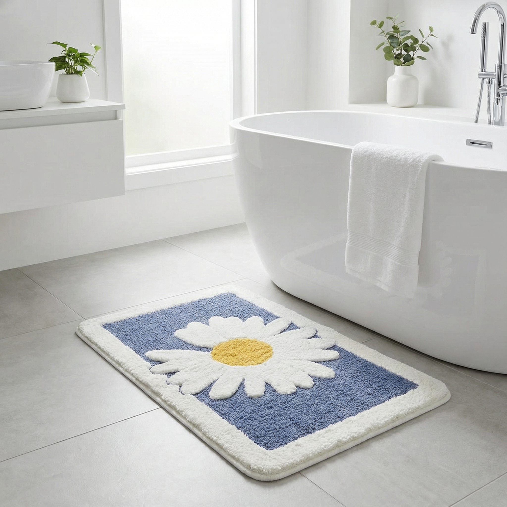 Zachte Bloemen Badmat | Antislip Microvezel Badkamermat