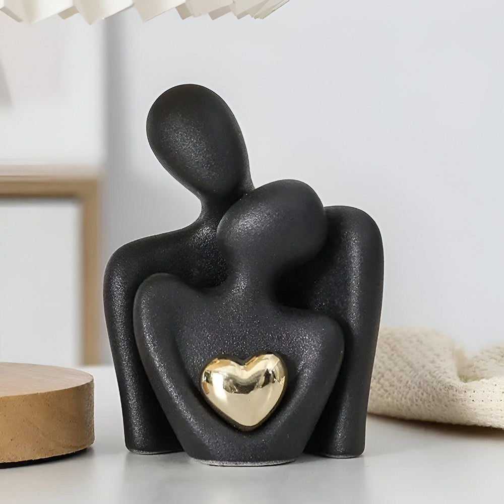 MonoHeart Sculptuur – Modern Minimalistisch Paarbeeldje Van Keramiek