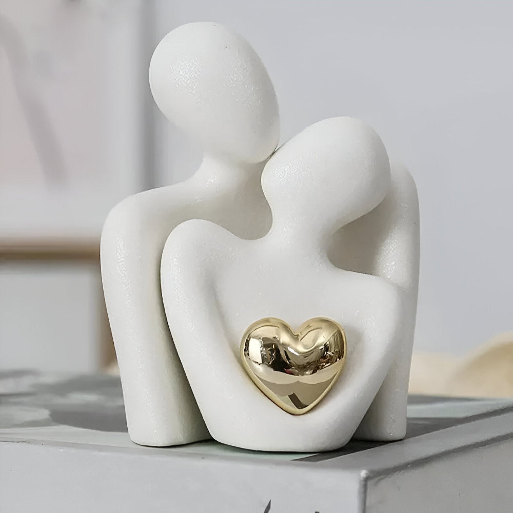MonoHeart Sculptuur – Modern Minimalistisch Paarbeeldje Van Keramiek