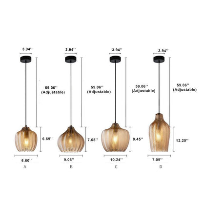 Moderne Glazen Hanglamp – Smoke Gray of Cognac, Verstelbare Hoogte